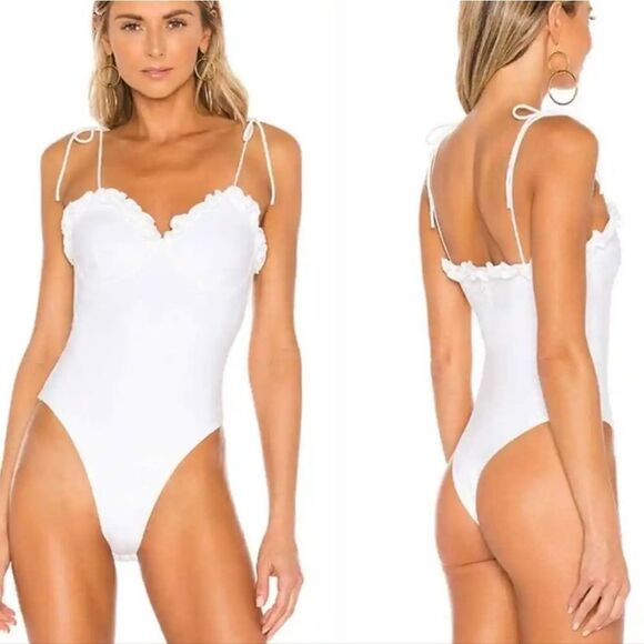 Revolve Super Down Penelope Bodysuit White One Piece XS - Picture 2 of 12